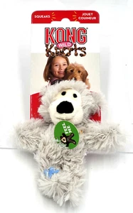 KONG Wild Knots Bear XS Light Gray Squeaky Plush Dog Toy 4" - Picture 1 of 5