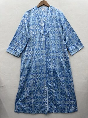 Abrigo de casa Miss Elaine para mujer bata mediana cremallera completa bolsillos azules Foto 1 de 4