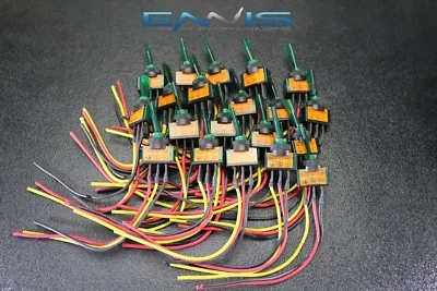 INTERRUPTOR DE PALANCA DE ENCENDIDO Y APAGADO ILUMINADO 20 PIEZAS VERDE PRECABLEADO 12 VOLTIOS 20 AMP IBITSG Foto 1 de 4
