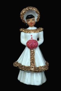 Vtg 1950s Winter White Bride and Groom Molded Hand Decorated Christmas Holidays - Picture 1 of 6