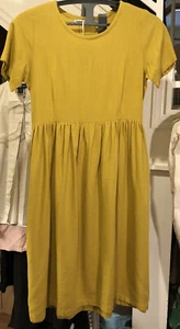 Dress Yellow Short Sleeve A-line - Picture 1 of 21
