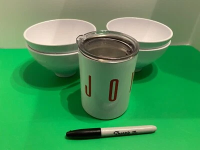 Новый 4 белый Zak меламин большой рис чаши w/праздник кружка-доставка бесплатно - Изображение 1 из 3