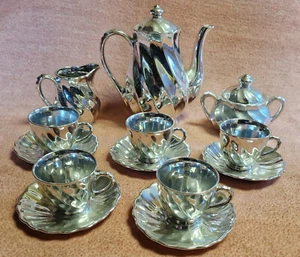 13 tlg Silber Mokkaservice Mokka Tasse Kanne Mokkakanne Teller - Bild 1 von 4