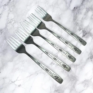 International Insico ROSE LACE Stainless Flatware 5 Salad Forks 6.5 Inches - Picture 1 of 6