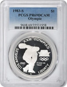 1983-S Olympic Silver Commemorative Dollar PR69DCAM PCGS Proof 69 Deep Cameo - Picture 1 of 2