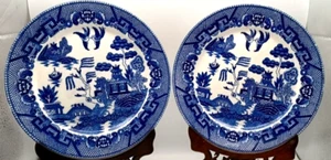 DE COLECCIÓN DISEÑO SAUCE AZUL HECHO EN JAPÓN PLATO DE CENA AZUL Y BLANCO 9.5" c1950 g. - Imagen 1 de 5