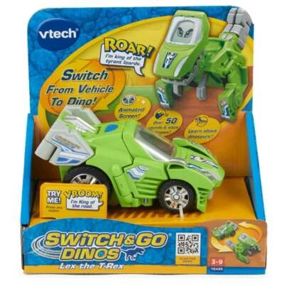 vTech Switch & and Go Dinos - Lex the T-Rex Green Tyrannosaurus Rex Dinosaur Car - Image 1 of 4