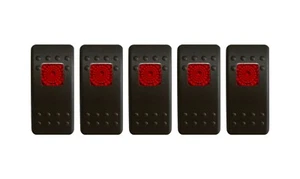 ROCKER SWITCH PLATE/ SWITCH COVER WITH SINGLE RED ACTUATOR 5 PSC - Picture 1 of 3