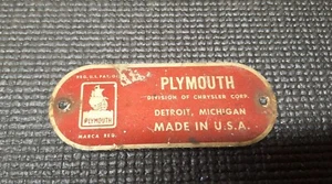 1940's 1950's Plymouth Firewall Tag - Picture 1 of 3