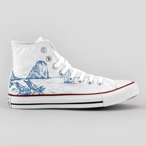 Converse All Star Sneakers Alte Peroni Nastro Azzurro Unisex Limited Edition - Foto 1 di 12