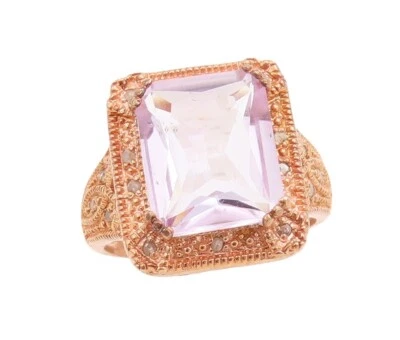 Винтажное кольцо из стерлингового серебра 925 пробы с бриллиантами и топазами с покрытием из розового золота размер 8 RG30638 - Изображение 1 из 4