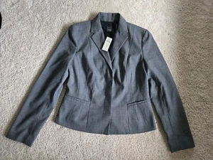 New Ann Taylor women's size 10 gray black blazer Jacket hidden button closure - Picture 1 of 8