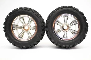 IMEX 3.2" Trail Dawg Tires & Hawk Chrome Rims (1 Pair) 17/14mm Hex - Picture 1 of 9