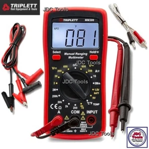 TRIPLETT Digital Multimeter Volt AC DC Tester Messgerät mit Krokodilkabel MM300 - Bild 1 von 8