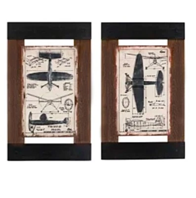 Metal Plane I & Metal Plane II (Set), by Sam O.  Mixed Media Aviation Wall Décor - Image 1 of 4
