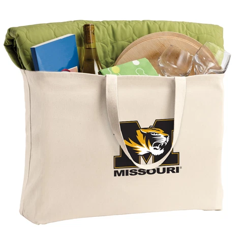 Mizzou Tote Bag LARGE MISSOURI TIGER Shopper Grocery Beach Bags STRONG CANVAS! Cover