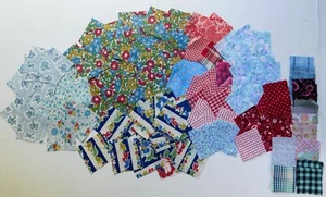 156 Vintage Quilt Feedsack Squares Cotton Fabric 1940s Estate Lot L11 - Picture 1 of 1