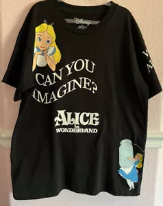Disney Parks Women’s Alice in Wonderland Black T-Shirt Sz XS Very Rare - Picture 1 of 8