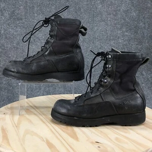 Wellco Boots Mens 8.5R Ankle Combat Army Booties Lace Up Black Round Toe Leather - Picture 1 of 18