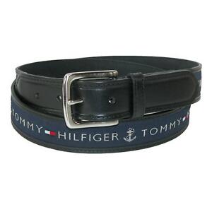 Tommy Hilfiger 11TL02X032 Men's Fabric Inlay Leather Belt