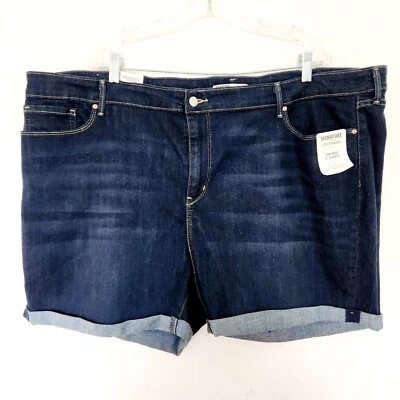 Pantalones cortos Levis Jean para mujer talla 26 tiro medio denim azul bolsillos con puños firma dorada Foto 1 de 4