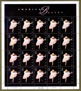 MNH Ballet Ballerina Full Sheet of 20 Sealed US Postage Stamp 32 Cent Scott 3237 - Picture 1 of 3