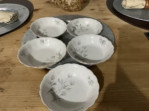 Crown Helden Bavaria Porcelain Fruit Bowls 5” Scalloped Edge & Gold Rim-5 Pc - Picture 1 of 9