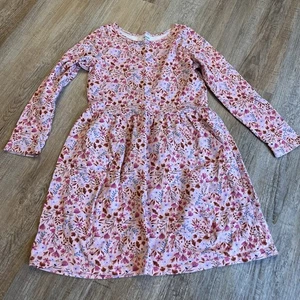 Carters Girls Long Sleeve Pink Ditzy Floral Dress EUC Size 8 - Picture 1 of 9