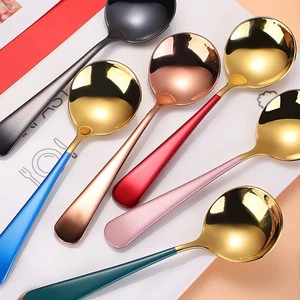 6 Stück Dessertlöffel Mehrzweck Rund Praktisch Rostfrei Küche Servieren ↑ - Bild 1 von 12