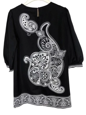 Vestido TIBI Shift 6 Negro Blanco Cachemira Manga 3/4 Mezcla Seda Forrado Foto 1 de 4