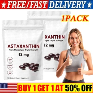 Astaxantina 12mg Softgels | Integratori Antiossidanti Astaxantina Premium |120 Ct- - Foto 1 di 7