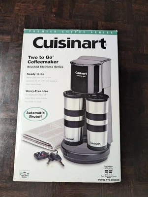 Cuisinart TTG-500CRC Two To Go Coffeemaker w/ Two 14oz Stainless Mugs NEW IN BOX - Image 1 of 4