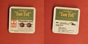 Gasthof "Zum Faß"Quedlinburg Tomaten auf Brauerei Bierdeckel Bier - Picture 1 of 1