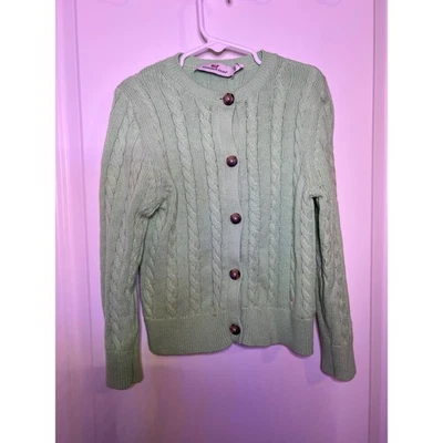 Suéter Vineyard Vines Niños Tejido con Cable Algodón Cachemira Verde Claro Talla S Foto 1 de 4