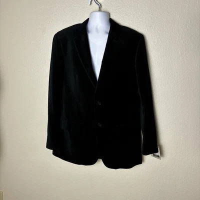 NUEVO CON ETIQUETAS PARA HOMBRES ALFANI Ll CHAQUETA BLAZER DE TERCIOPELO NEGRO CHAQUETA DE CENA ABRIGO DE VESTIR FORMAL DEPORTIVO L42 Foto 1 de 4