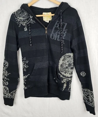 Y2K 90s Billabong Womens Surf Skate Graphic Floral Hoodie Large Spellout Black  - Image 1 of 4