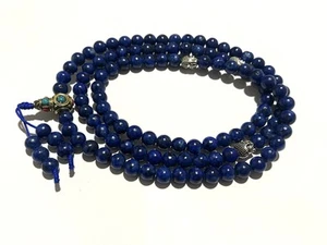 Genuino Lapislázuli 108 Cuentas Mala Meditación Yoga Om Pulsera Buda - Imagen 1 de 5