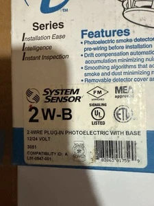 SYSTEM SENSOR 2W-B SMOKE DETECTOR BRAND NEW - Picture 1 of 3