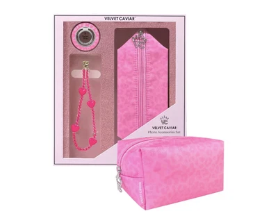 Juego de accesorios para teléfono VELVET CAVIAR bolsa de viaje + agarre + pulsera - leopardo rosa Foto 1 de 2