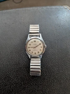 Vintage Alben Waterproof 17 Jewels Watch Runs w/ Speidel band - Picture 1 of 6