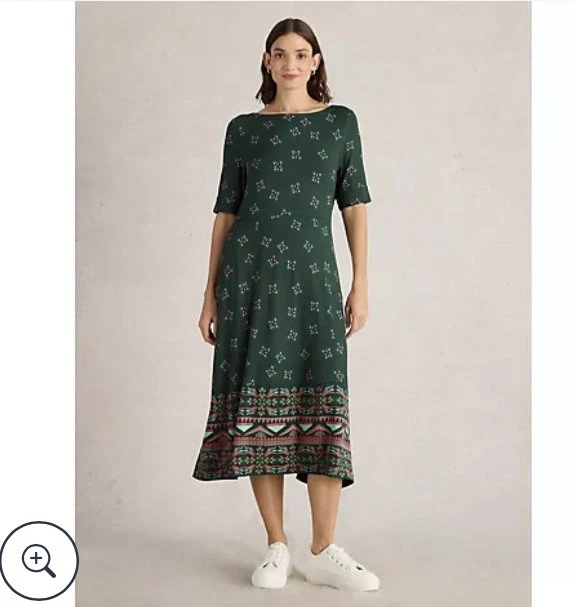 WHITE STUFF GREEN PRINT MILLIE JERSEY DRESS SIZE 22 NEW WITH TAGS - Image 1 of 1