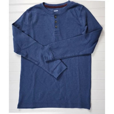 Camisa Henley térmica supersuave Sonoma grande manga larga mezcla de algodón para niños - azul Foto 1 de 4