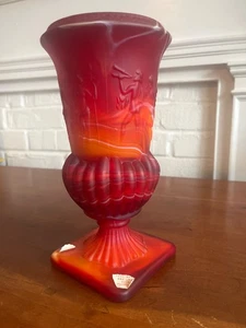 Vintage Imperial Slag Glass “End Of Day” Ruby Red Footed Vase/Urn - Picture 1 of 8
