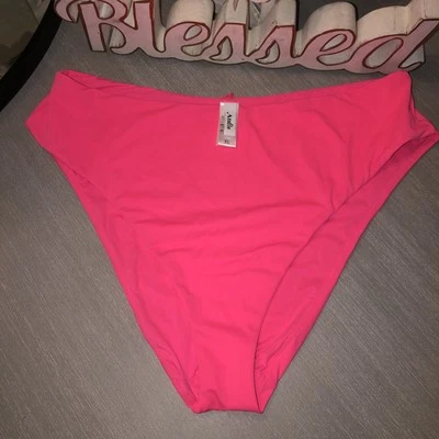 Andie Swim 90s High Waisted Cheeky Swimsuit Bikini Bottom  Pink Eco Nylon XL - Image 1 of 4