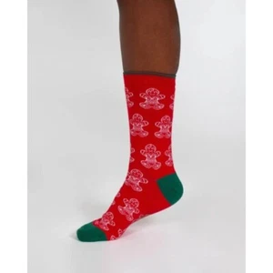 Thought Christmas Gingerbread Bamboo Socks - Red - Size 4-7 - BNWT - Picture 1 of 2