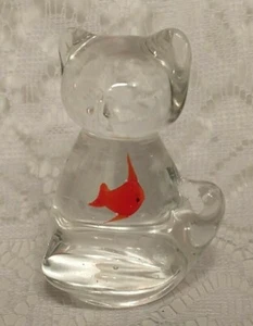 Glas Katze und Goldfisch im Bauch Briefbeschwerer perfekt für Katzenliebhaber tblwk1 WAHM - Bild 1 von 5