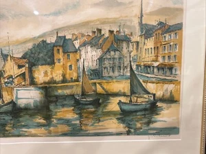 Jean Pierre Laurent Lithograph La Rochelle France Harbor Sailboats - Picture 1 of 11