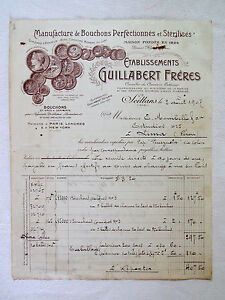 FRANCE Seillans fabric for kork botteling mineral water wine winery 1907 invoice