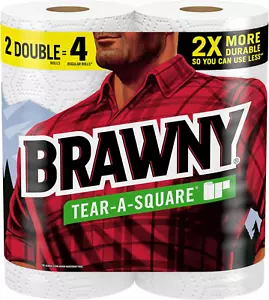 Toallas de papel cuadradas Brawny Tear-A, 2 rollos dobles, 3 tamaños de hoja, fuertes y versa - Imagen 1 de 11