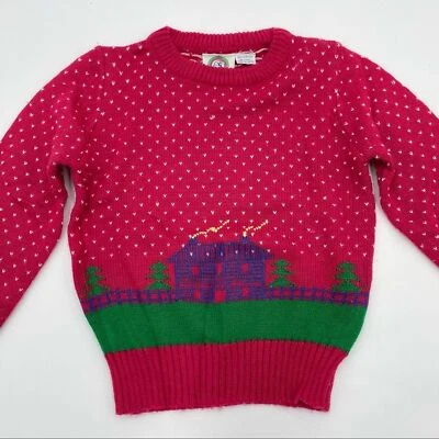 Suéter Vintage Novedad Niños Casa Árboles Corazones‎ Mangas Largas Niños Niñas Años 90 Foto 1 de 4